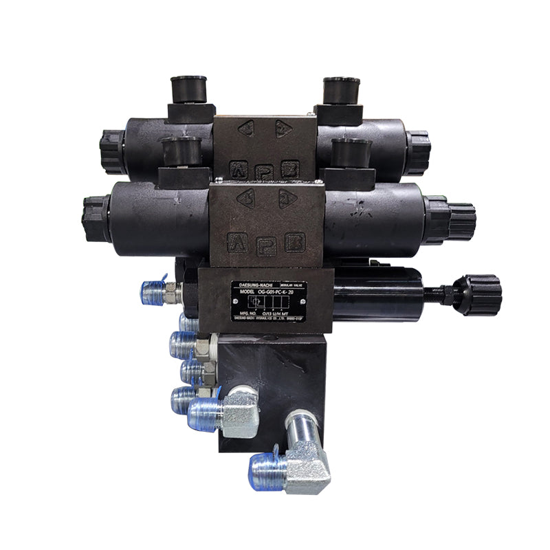 Modular valve assembly with multiple connectors and solenoid valves, model Valve assy 008 (Chuck+Quill) Main image