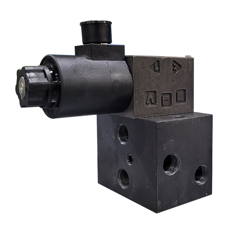 Close-up view of a modular valve featuring standardized mounting surfaces and multiple ports for hydraulic connections, designed for easy assembly and integration into hydraulic circuits Main image