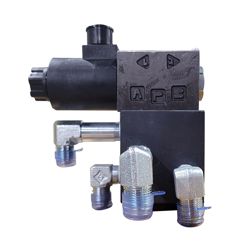 Valve Assy 001, modular design with integrated hydraulic components and ISO 4401-03-02-0-05 compliant mounting surfaces. Main image