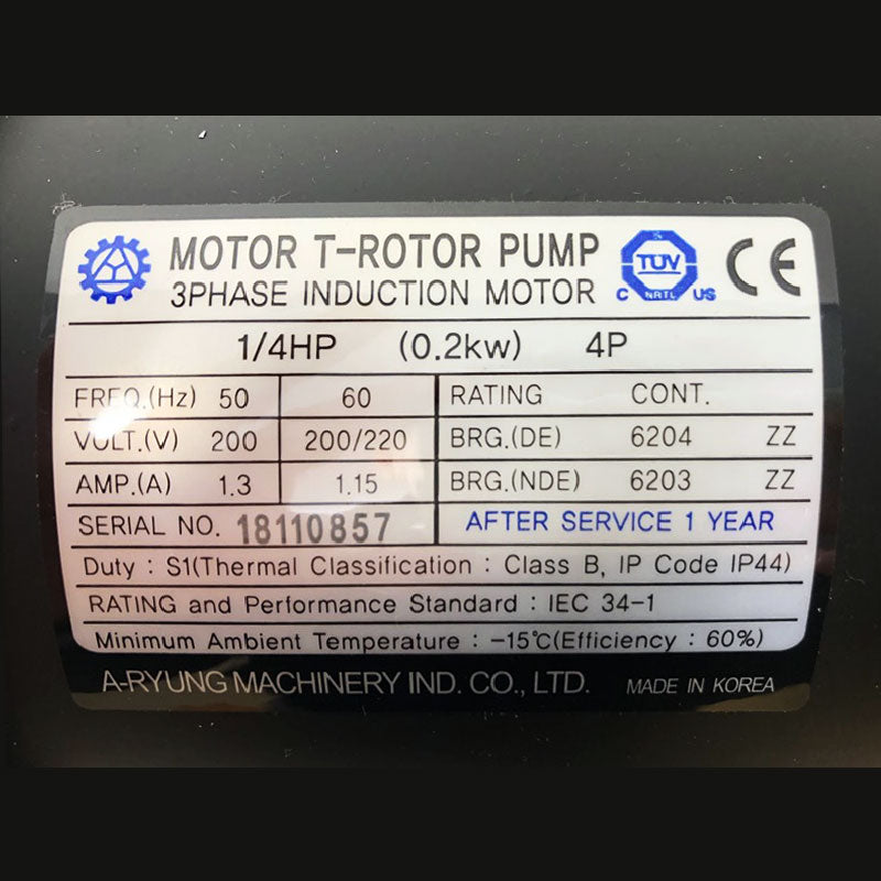 Aryung Motor T-ROTOR Pump AMTP200-208LNVT 
