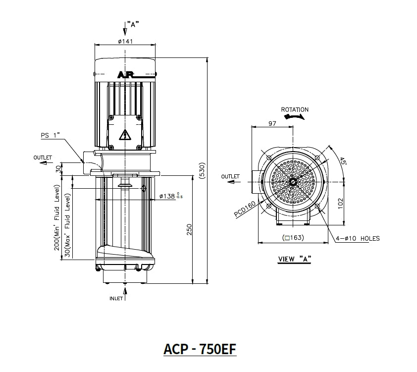 Aryung ACP-EF dimension table