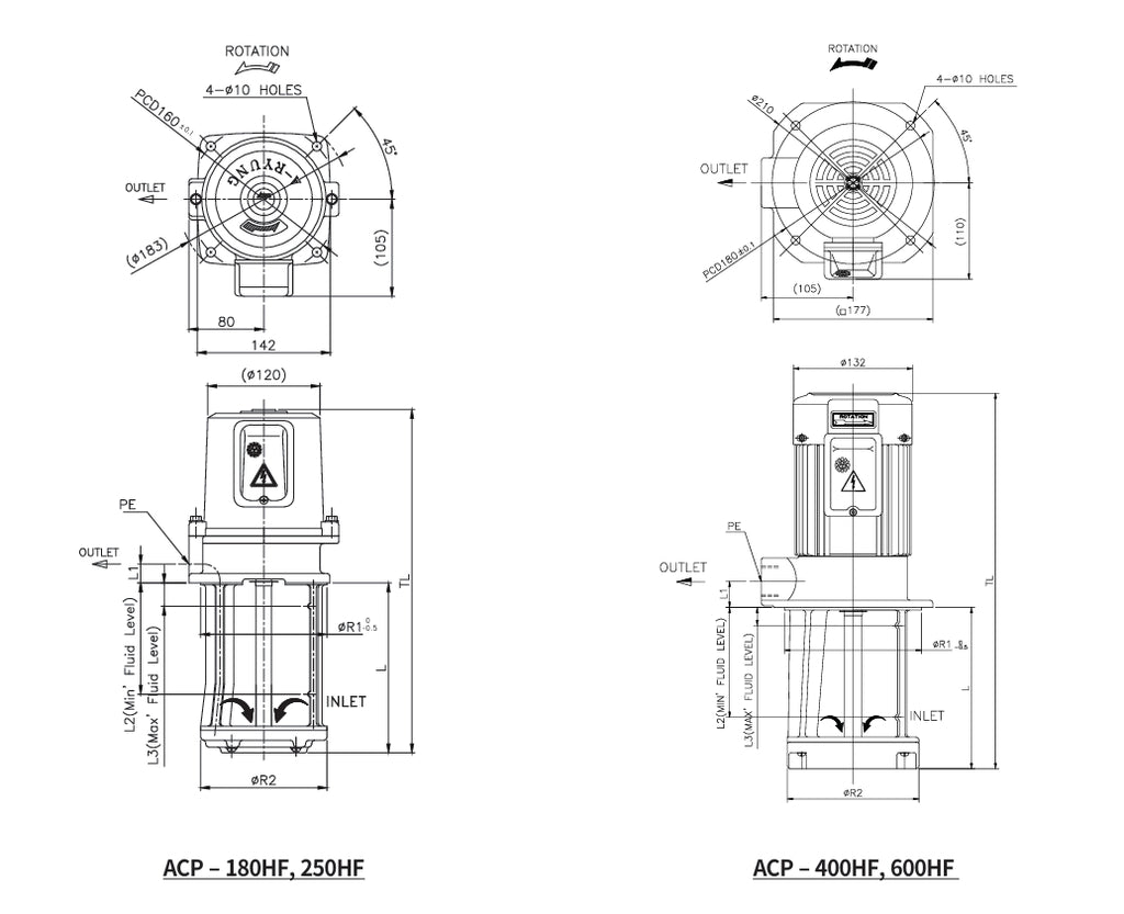 Aryung ACP-HF dimension drawing