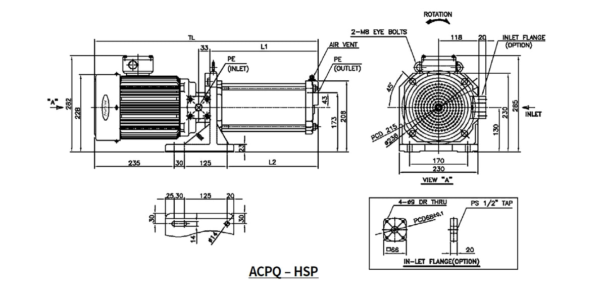Aryung ACPQ-HSP dimension drawing