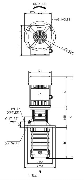Aryung ACRK 10 screw outlet (B) dimension drawing