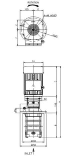 Aryung ACRK 15 screw outlet (B) dimension drawing