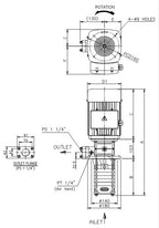Aryung ACRK 3 flange outlet (F) dimension drawing