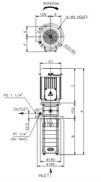 Aryung ACRK 5 screw outlet (B) dimension drawing