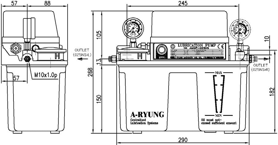 Aryung AMGP-025NS dimension drawing