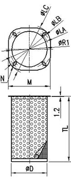 Aryung ASF suction filter, figure 1 dimensions