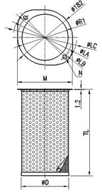 Aryung ASF suction filter, figure 2 dimensions
