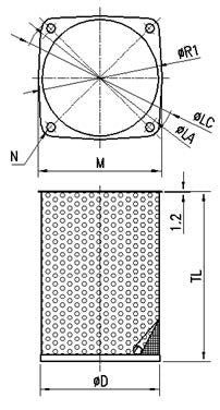 Aryung ASF suction filter, figure 3 dimensions