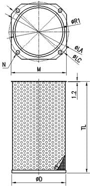Aryung ASF suction filter, figure 4 dimensions