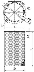 Aryung ASF suction filter, figure 4 dimensions