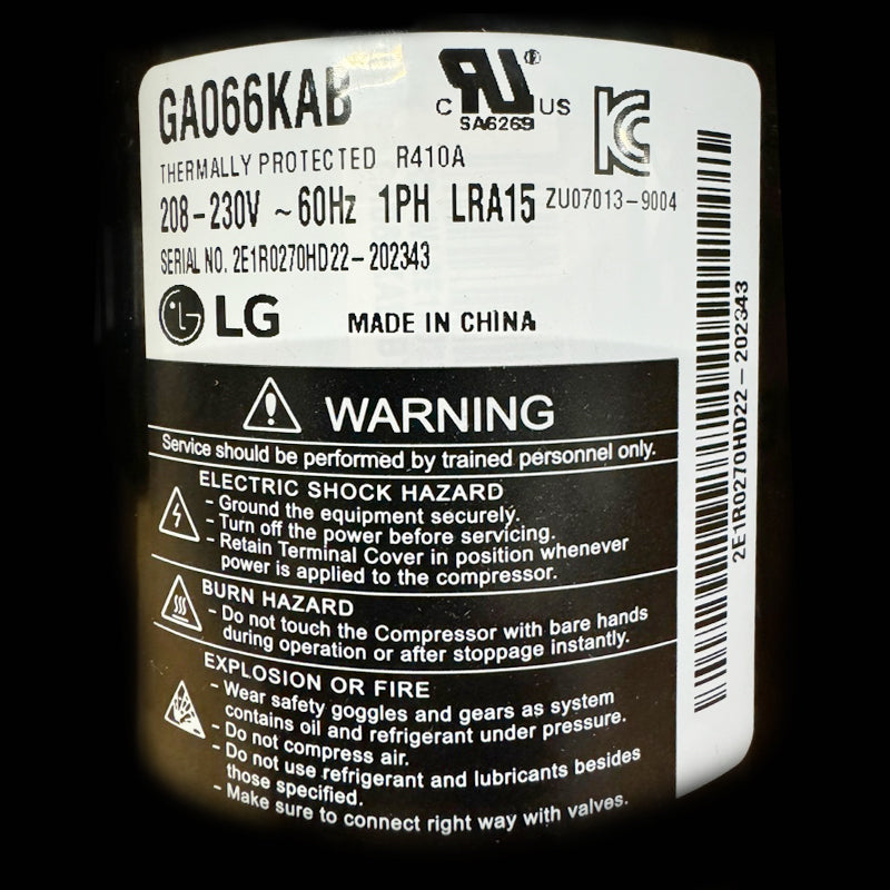 LG Compressor CL0302002, label