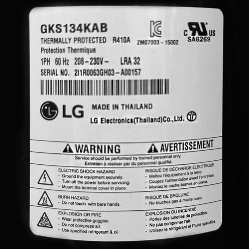 CIL751 Compressor Label sticker w/ serial number