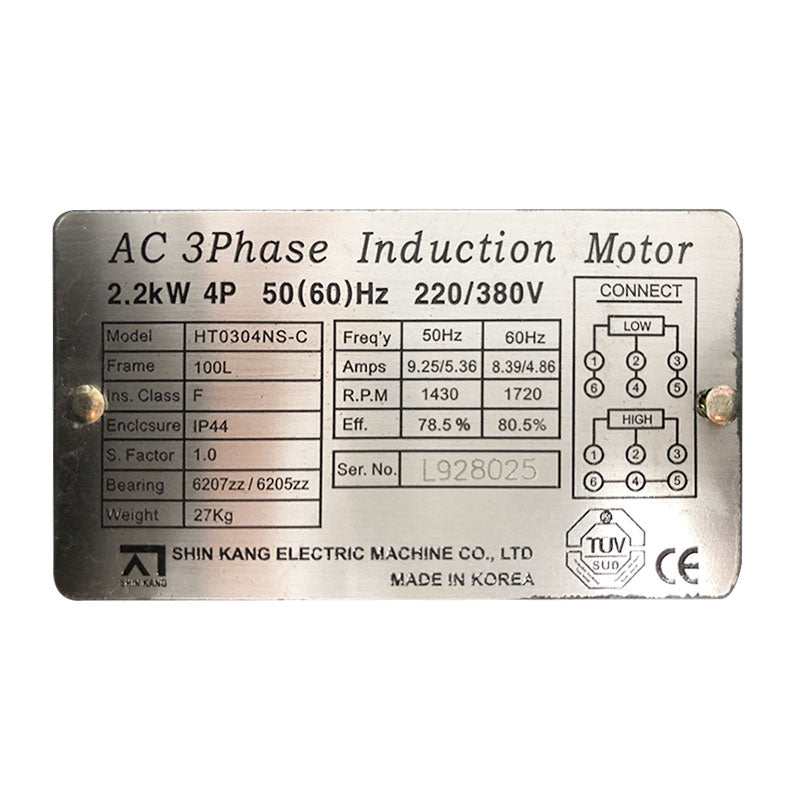 Hydraulic Motor 2.2kW Vane Pump IVP-30C-10, 3phase nameplate