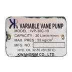 Hydraulic Motor 1.5kW Vane Pump IVP-30C-10, nameplate