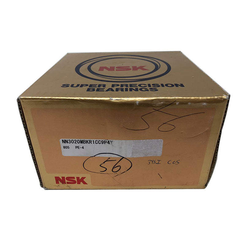 NSK Super Precision Bearings box containing NN3020KMBCC9P4 bearing.
