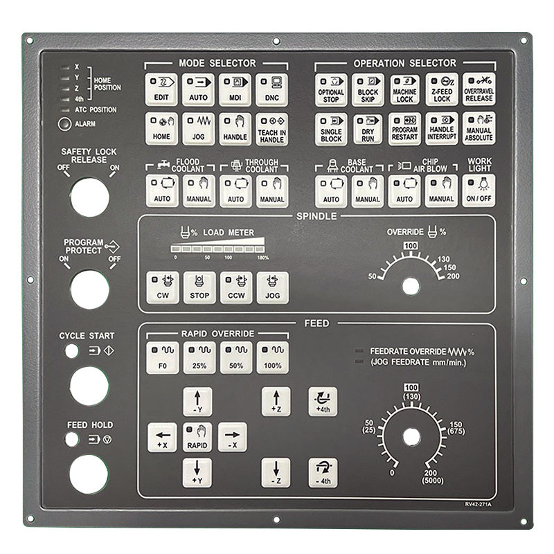 OP PCB Board Assembly for DOOSAN NR700 models with various control buttons and dials. Main image