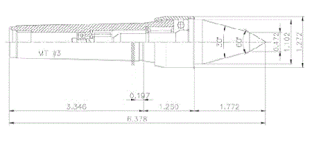 MT3 CNC Waterproof Live Center ; Extended 30° Type (3WPL30073003)-With Logo