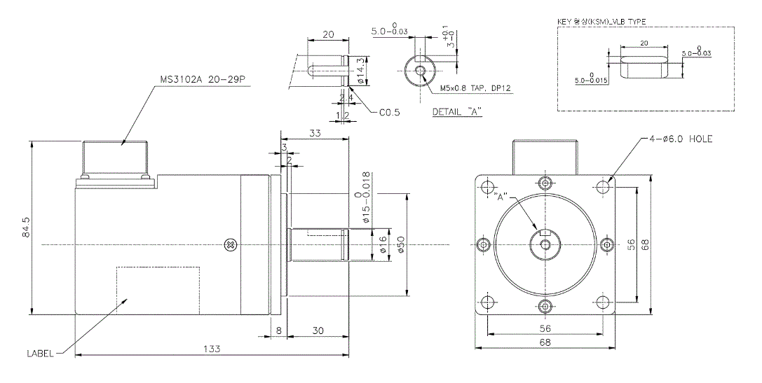Kwangwoo Rotary Encoder 1024VLB-A Product Drawing