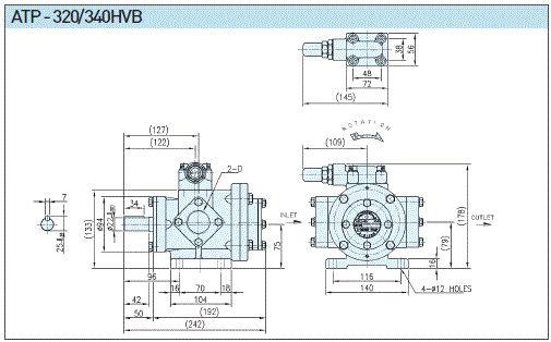 A-Ryung T-ROTOR Oil Pump ATP-340HAB external dimensions diagram
