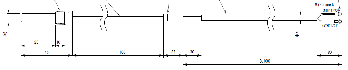 Part Drawing with Dimensions of a Thermistor Sensor PT1/8