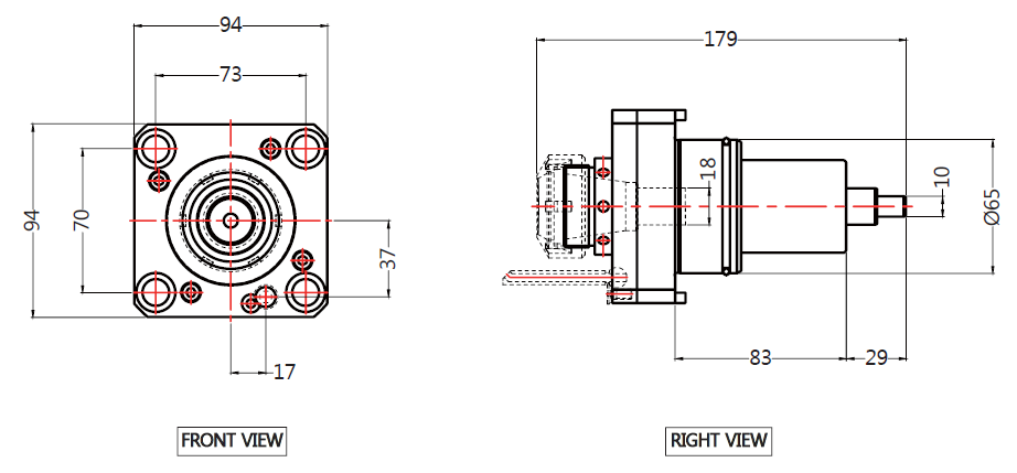 EWS Axial Driven Tool Holder 4065321809DW02 drawing
